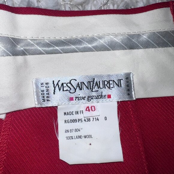 Yves Saint Laurent Rive Gauche Red Wool Pants - Picture 3 of 3